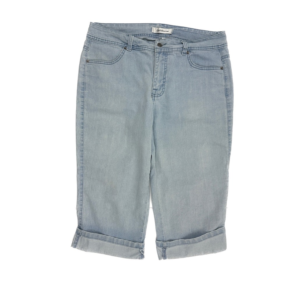 Croft & Barrow Capri Jeans Womens 12 Light‎ Blue Cuffed Summer Stretch Denim
